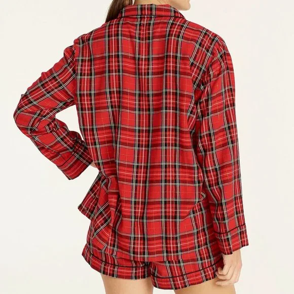J CREW Good Tidings Plaid Flannel Pajama Short Set M $98 - Picture 3 of 4